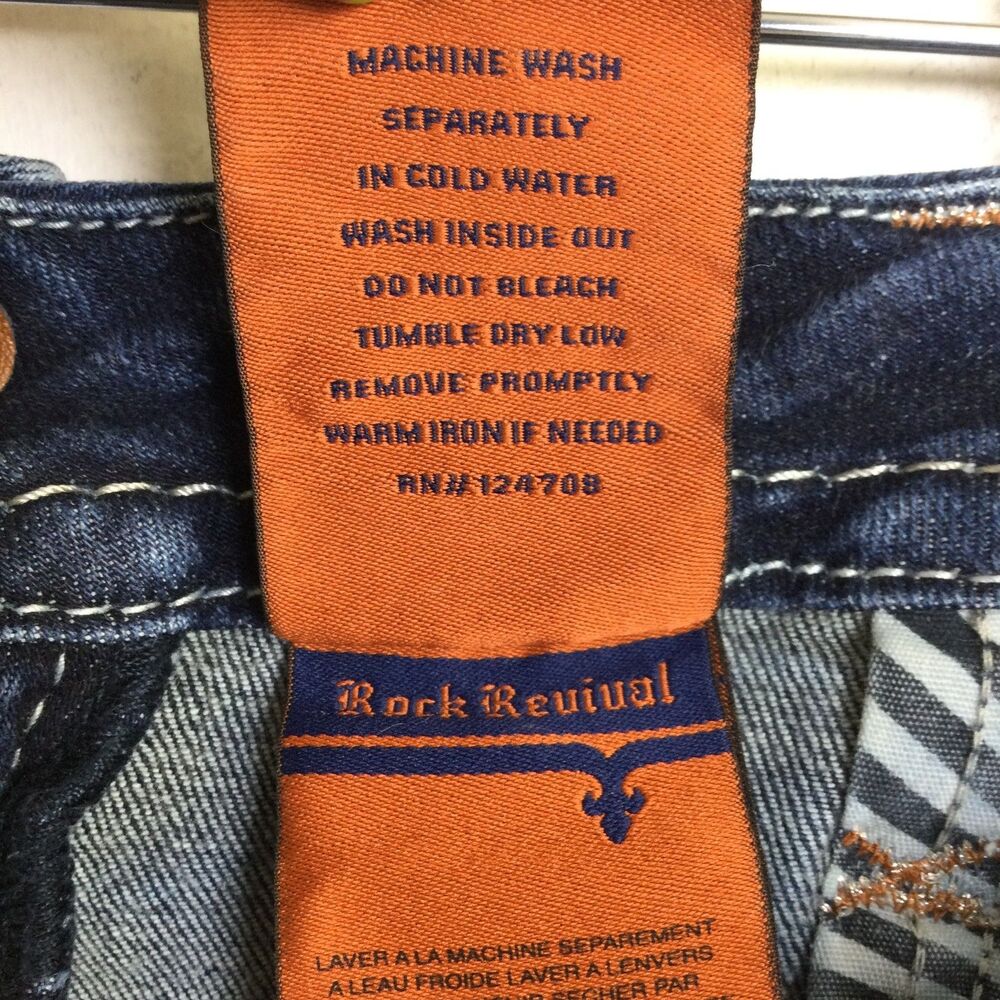 Rock Revival Women's Distressed Karla Capri Jeans Straight Leg Blue Size 26 - Picture 16 of 16